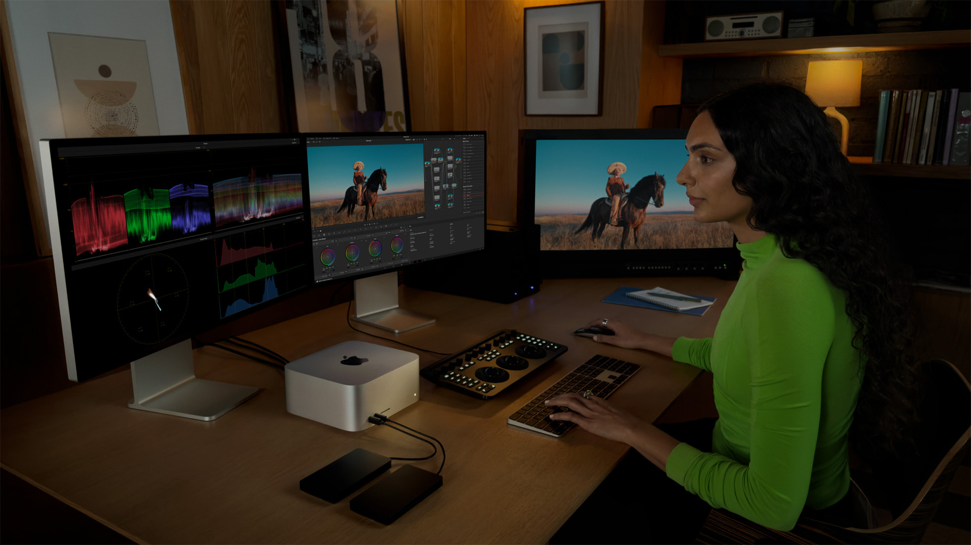 Apple Mac Studio Studio Display setup 蘋果發表 M4 MacBook Air、M4 Max 和全新 M3 Ultra Mac Studio Apple Mac Studio Studio Display setup