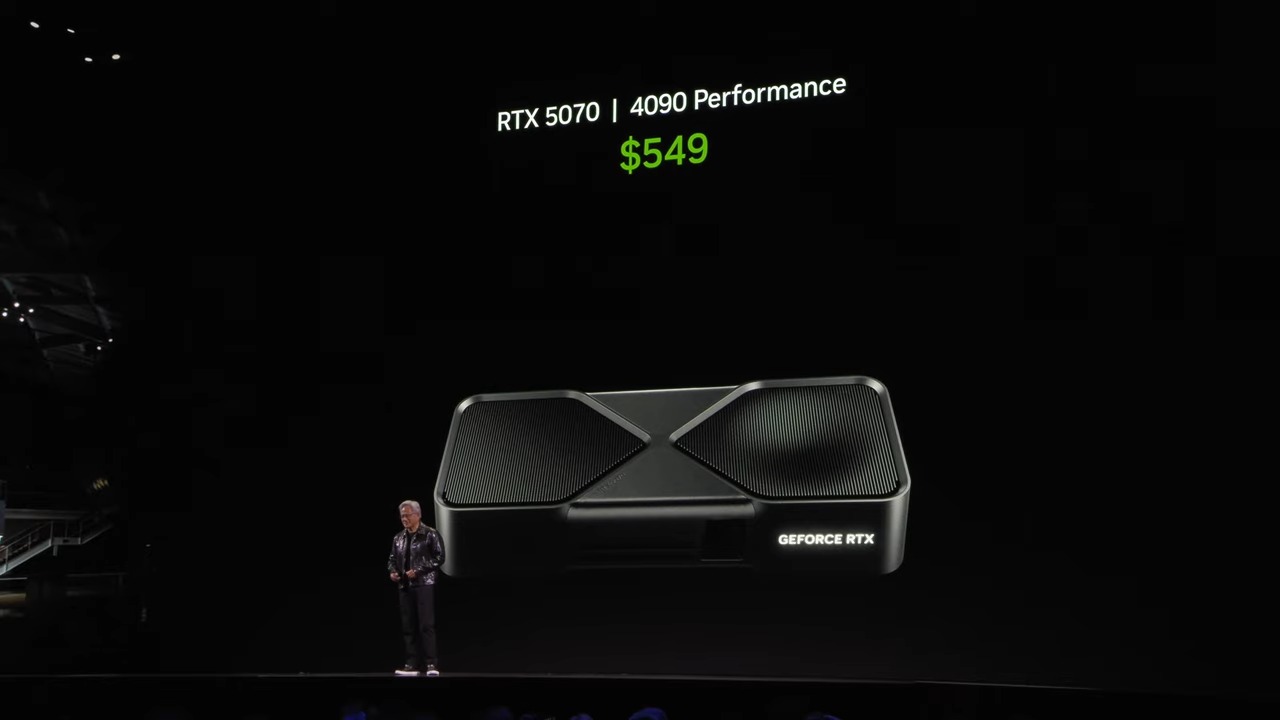 NVIDIA RTX 5070 效能等同 4090 但售價僅需 1/3，這是真的嗎？ NVIDIA CEO Jensen Huang Keynote at CES 2025 18 53 screenshot
