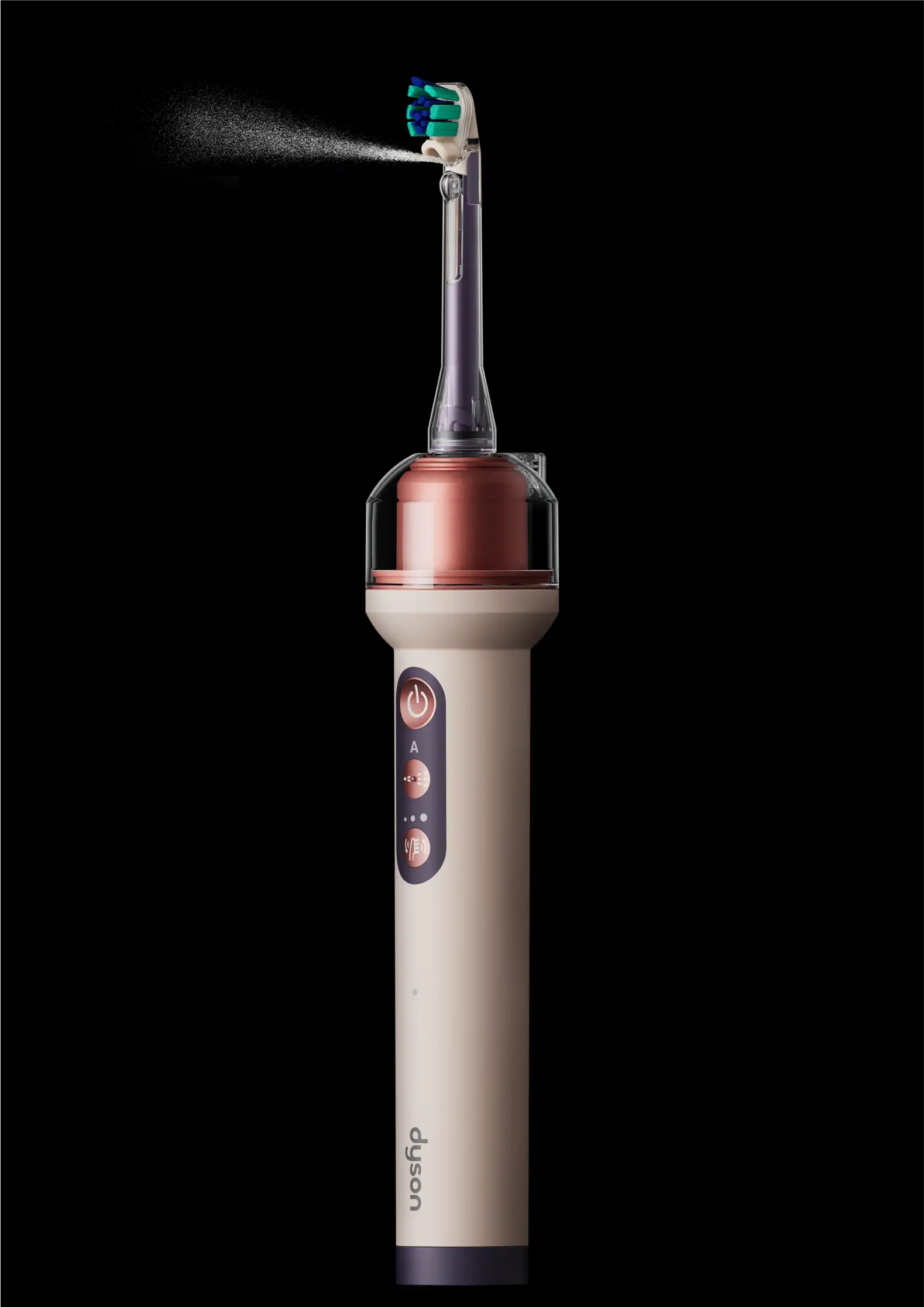 Dyson CameraJet™ 電動牙刷全球發表！首創鏡頭辨識齒縫，沖刷漱三合一登台 【新聞圖片2】Dyson CameraJet™ 微鏡噴射電動牙刷將沖牙、刷牙與漱口整合為「沖、刷、漱」三用潔牙體驗，一次串聯日常口腔清潔流程。