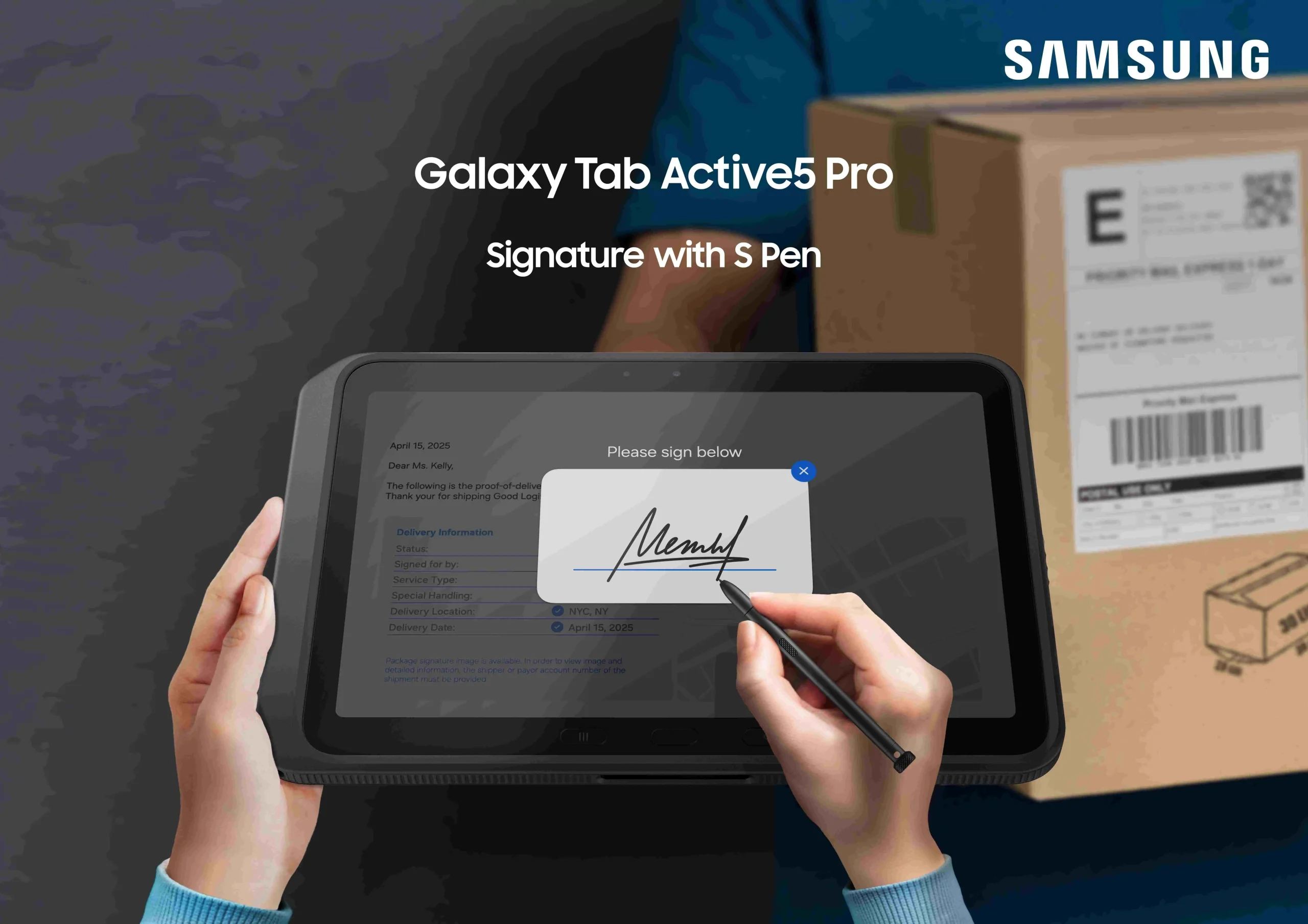 三星 Galaxy Tab Active5 Pro 登場：專為嚴苛環境設計的堅固型商務平板 【新聞圖片5】Galaxy Tab Active5 Pro隨附的S Pen手寫筆，是外務人員為文件添加註釋、簽署表格、輸入資料的必備工具。 scaled