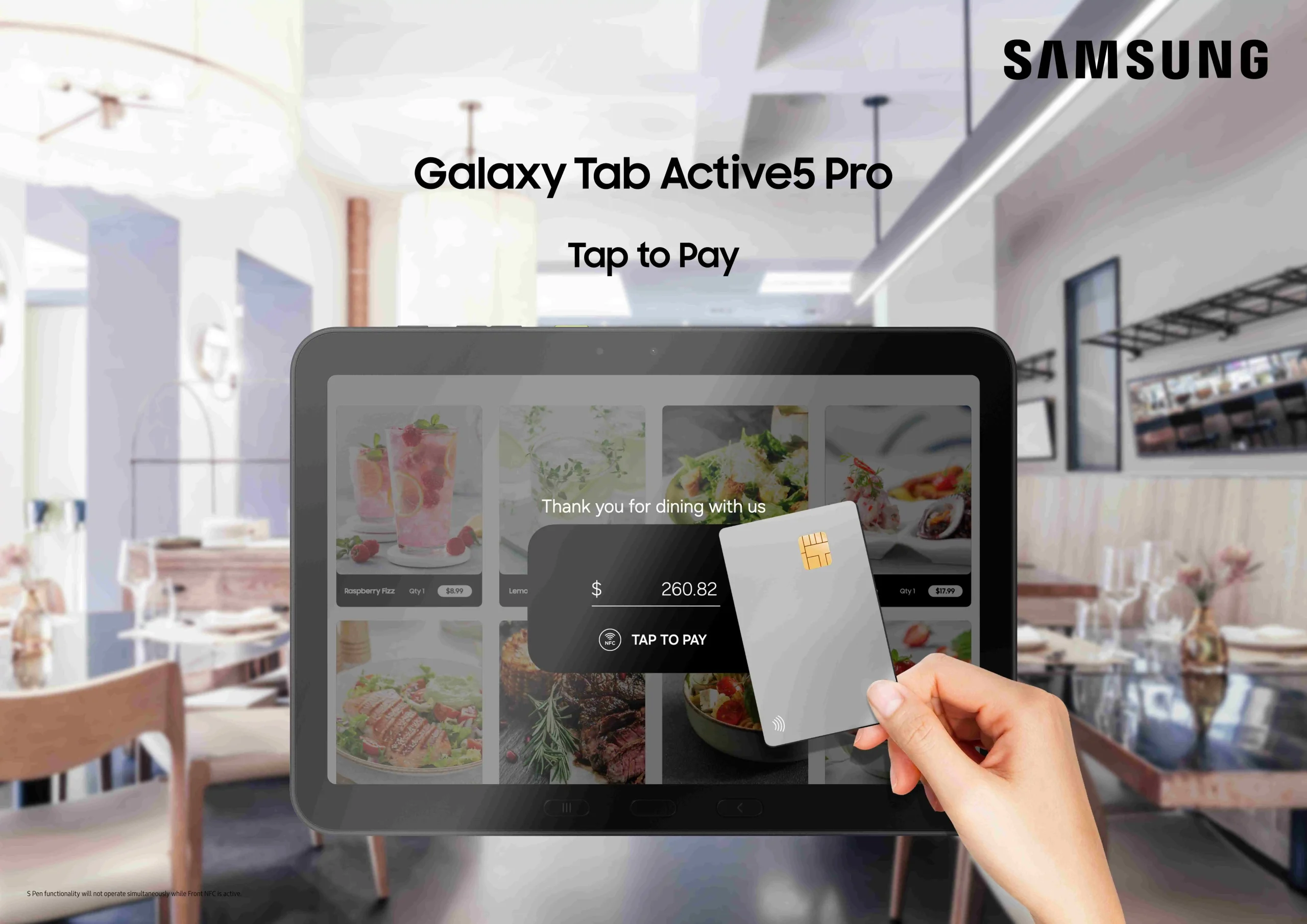 三星 Galaxy Tab Active5 Pro 登場：專為嚴苛環境設計的堅固型商務平板 【新聞圖片6】Galaxy Tab Active5 Pro導入正面NFC感應功能，提升使用便利性，滿足有賴快速、安全互動的零售、飯店和物流業需求。 scaled