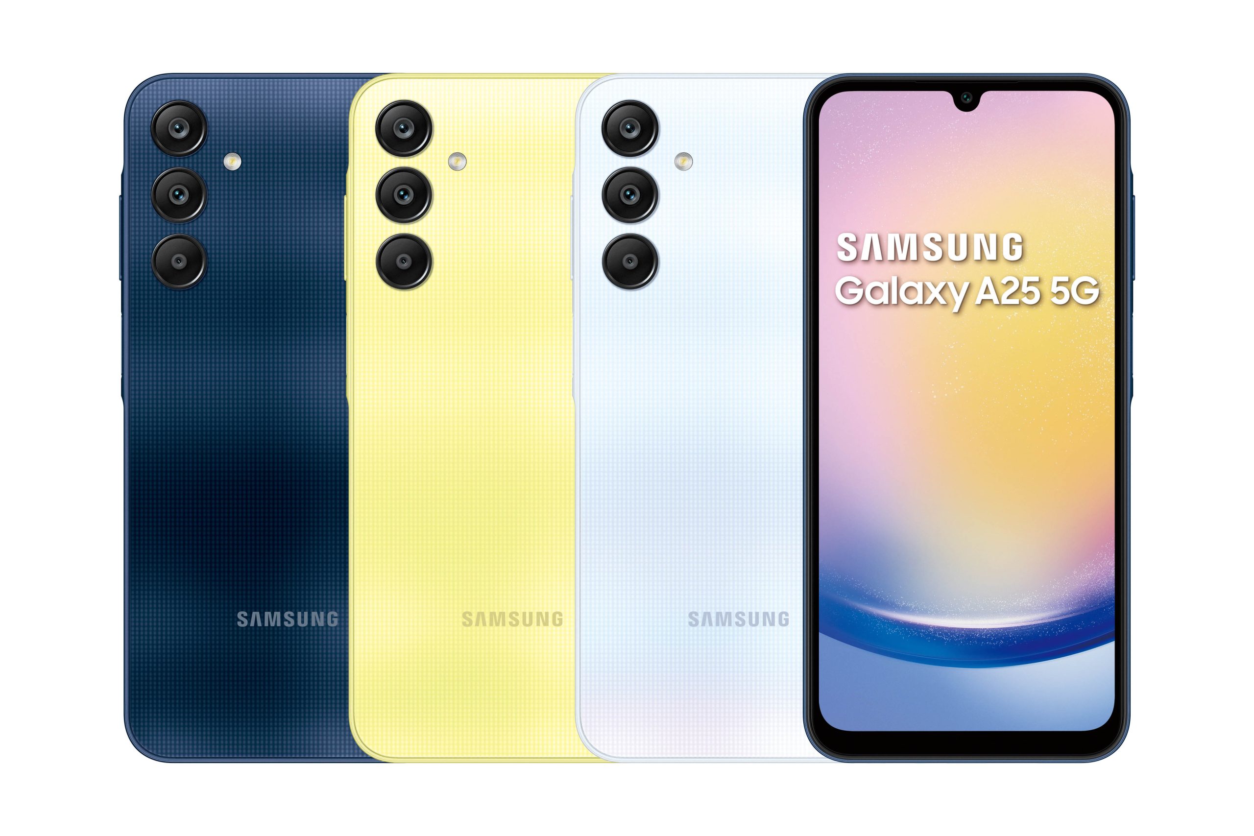 【新聞照片01】Galaxy A25 5G共推出藏藍黑、幻光黃、琉璃藍三款顏色 scaled 【新聞】三星 A 系列入門雙機 Galaxy A15、A25 5G 搶先上市 【新聞照片01】Galaxy A25 5G共推出藏藍黑、幻光黃、琉璃藍三款顏色 scaled