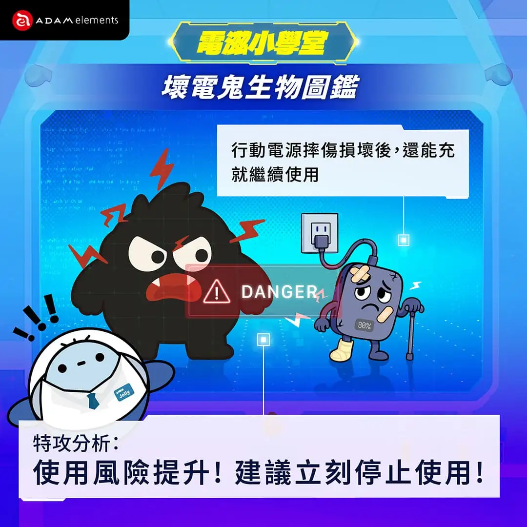 亞果元素推出全新 IP「ADAM Friends」與 VIONTA L5/L10 行動電源 圖說03 「ADAM Friends」以輕鬆且利於親近的的形象，傳遞正確用電知識，期盼成為消費者的 3C 電力補給夥伴中