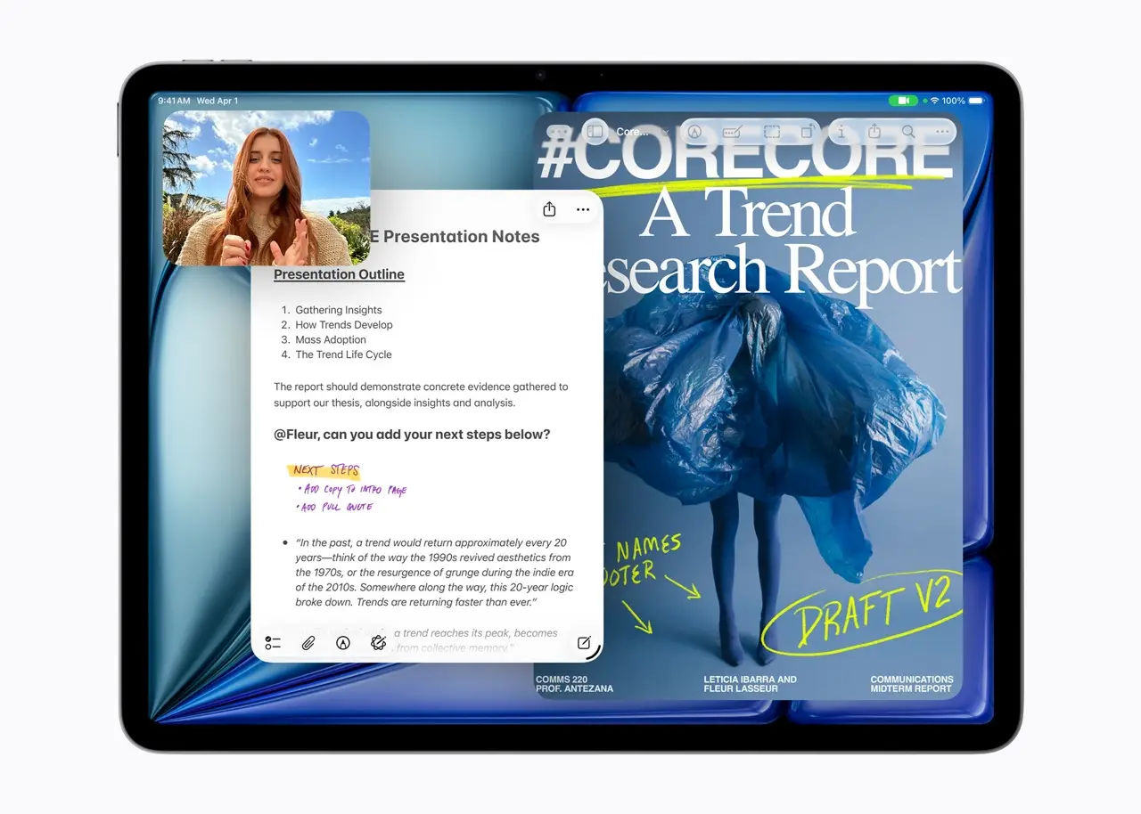 Apple 發表 iPhone 17e 與 M4 iPad Air：MagSafe 回歸、記憶體躍升，加量不加價 大Apple iPad Air M4 multitasking 260302