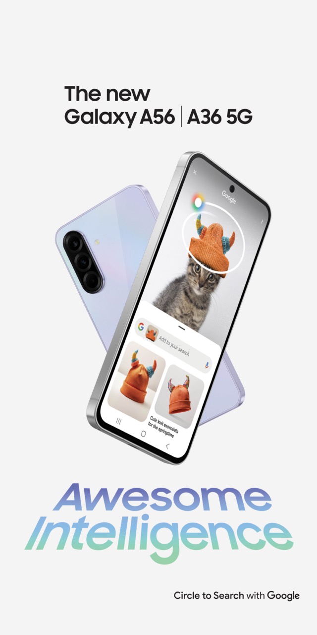 三星親民 AI 機海來襲！Galaxy A56、A36、A26 5G 三月下旬上市 大【新聞圖片2】親民AI機海來襲！三星Galaxy A56、A36、A26 5G亮麗登場。直式