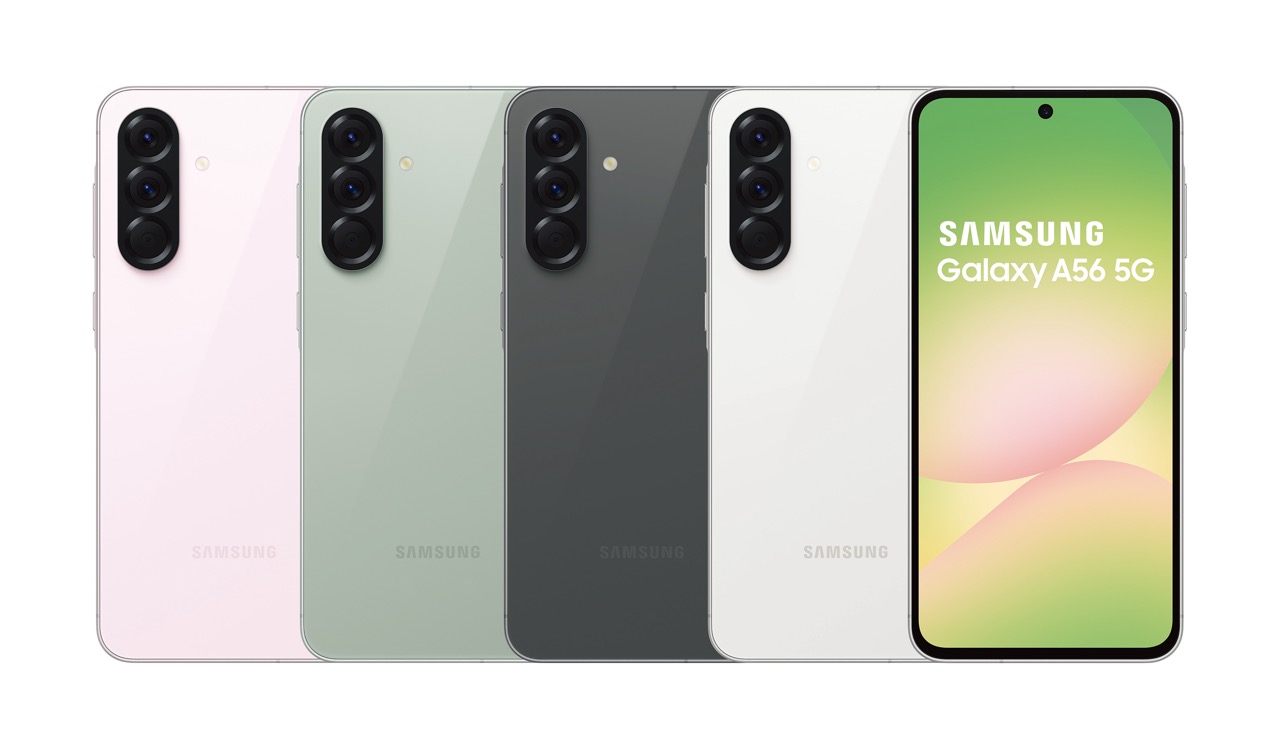 大【新聞圖片6】Galaxy A56 5G推出夜遊黑、賞櫻粉、鐵馬灰、野營綠4款顏色。 三星親民 AI 機海來襲!Galaxy A56、A36、A26 5G 三月下旬上市 大【新聞圖片6】Galaxy A56 5G推出夜遊黑、賞櫻粉、鐵馬灰、野營綠4款顏色。