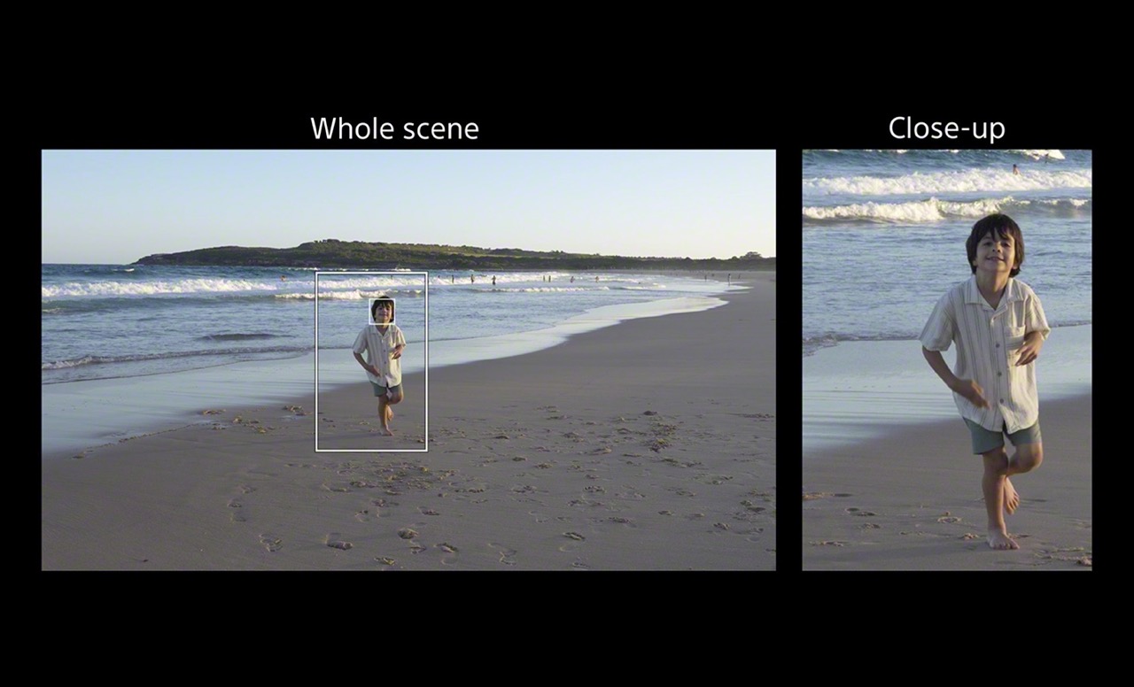 Sony Xperia 1 VII 發表：AI 加持，影像、音效與顯示體驗全面升級 大圖說四、Sony Xperia 1 VII全新「自動取景」功能，以AI即時追蹤主體並自動裁切，讓主體始終位於構圖中心，產出完整畫面與特寫兩種影片，提升創作自由度。